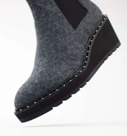 Cecelia New York -Gemma Slip On Low Wedge Boot Gray Knit Online