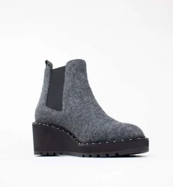 Cecelia New York -Gemma Slip On Low Wedge Boot Gray Knit Online