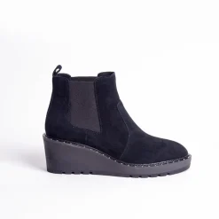 Cecelia New York -Gemma Slip On Low Wedge Boot All Black New