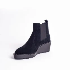 Cecelia New York -Gemma Slip On Low Wedge Boot All Black New