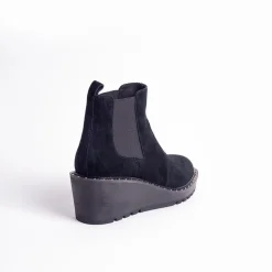 Cecelia New York -Gemma Slip On Low Wedge Boot All Black New