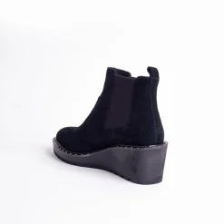 Cecelia New York -Gemma Slip On Low Wedge Boot All Black New