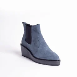 Cecelia New York -Gemma Slip On Low Wedge Boot Navy Sale