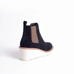 Cecelia New York -Gemma Slip On Low Wedge Boot Black Best