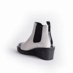 Cecelia New York -Gemmain Captoe Slip On Low Wedge Boot White Sale