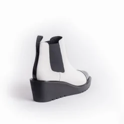 Cecelia New York -Gemmain Captoe Slip On Low Wedge Boot White Sale